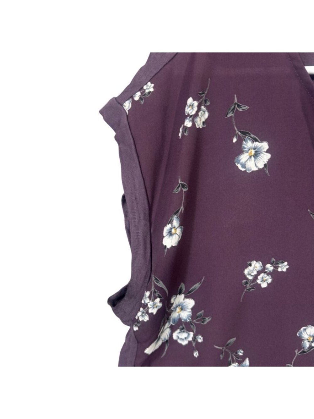 Papermoon Purple Floral Print Cap Sleeve Blouse Womens Size Large GUC - Picture 3 of 9